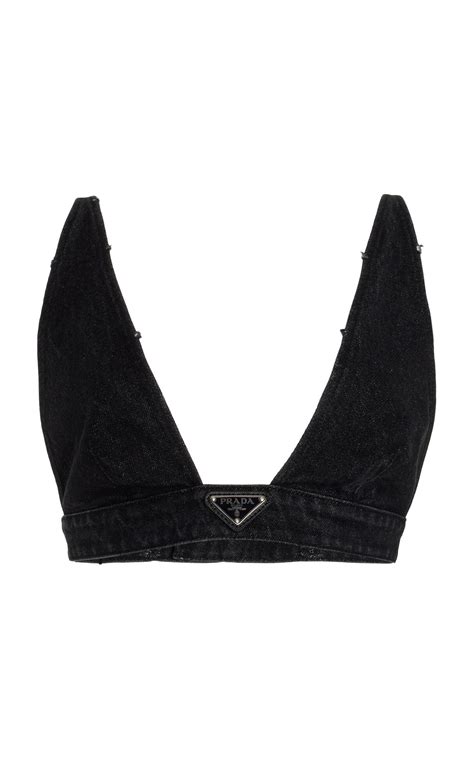 prada denim bra top